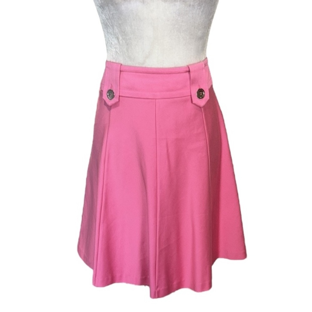 Trina Turk Pink Button Detail Flared A-Line Skirt - 4